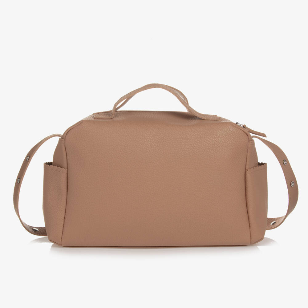 Pasito a Pasito-Tan Brown Faux Leather Baby Changing Bag (41cm) | Childrensalon
