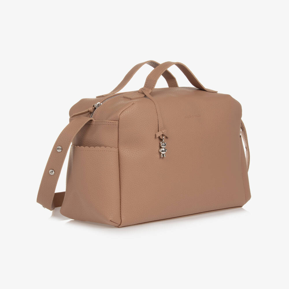 Pasito a Pasito-Tan Brown Faux Leather Baby Changing Bag (41cm) | Childrensalon