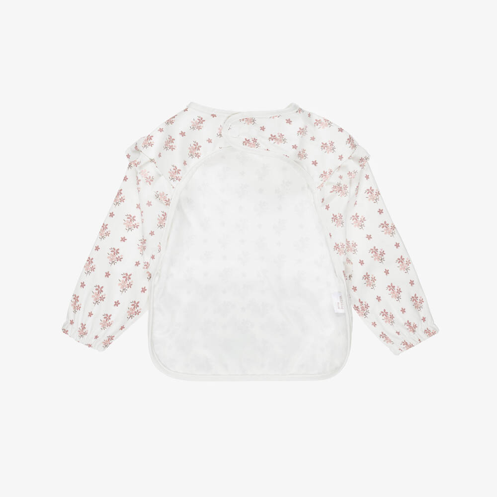 Pasito a Pasito Walking Mum-White Floral Waterproof Apron Bib | Childrensalon