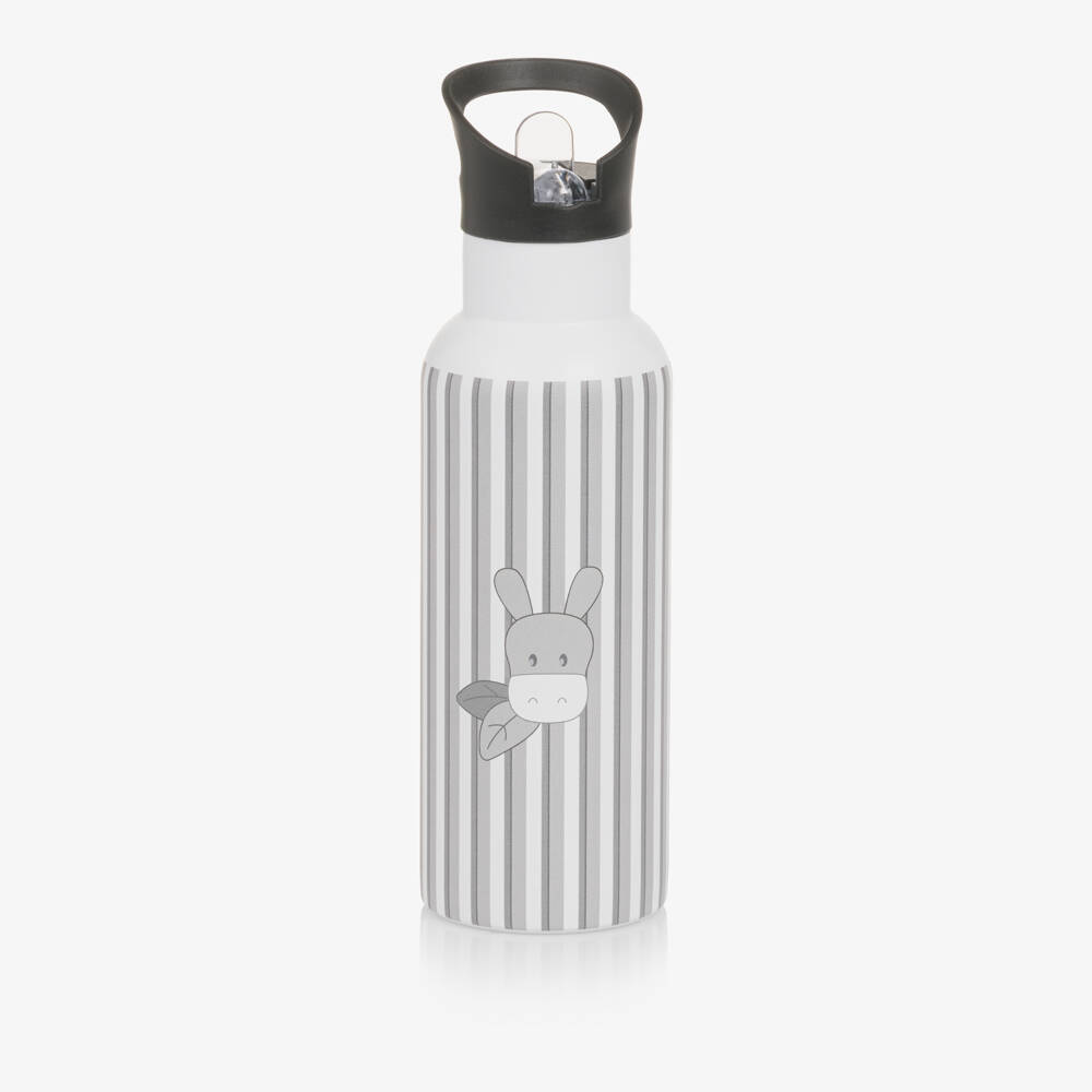 Pasito a Pasito Walking Mum-White & Grey Striped Insulated Drinks Bottle (25cm) | Childrensalon