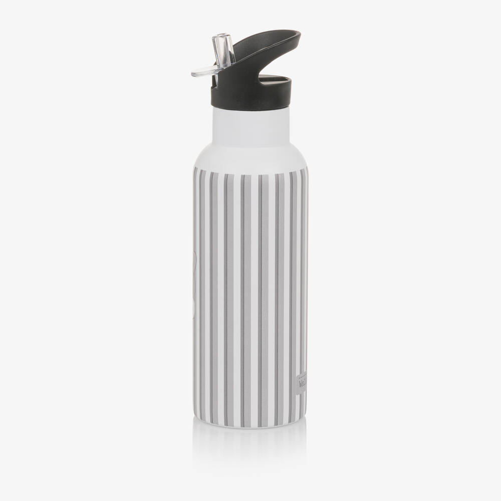 Pasito a Pasito Walking Mum-White & Grey Striped Insulated Drinks Bottle (25cm) | Childrensalon