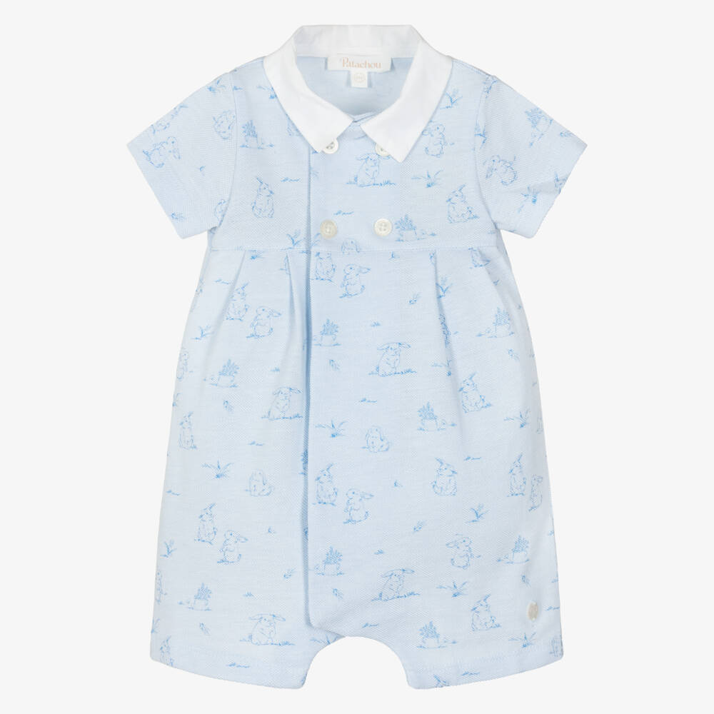 Patachou-بودي سوت قطن بيكيه لون أزرق للأولاد الرضع | Childrensalon