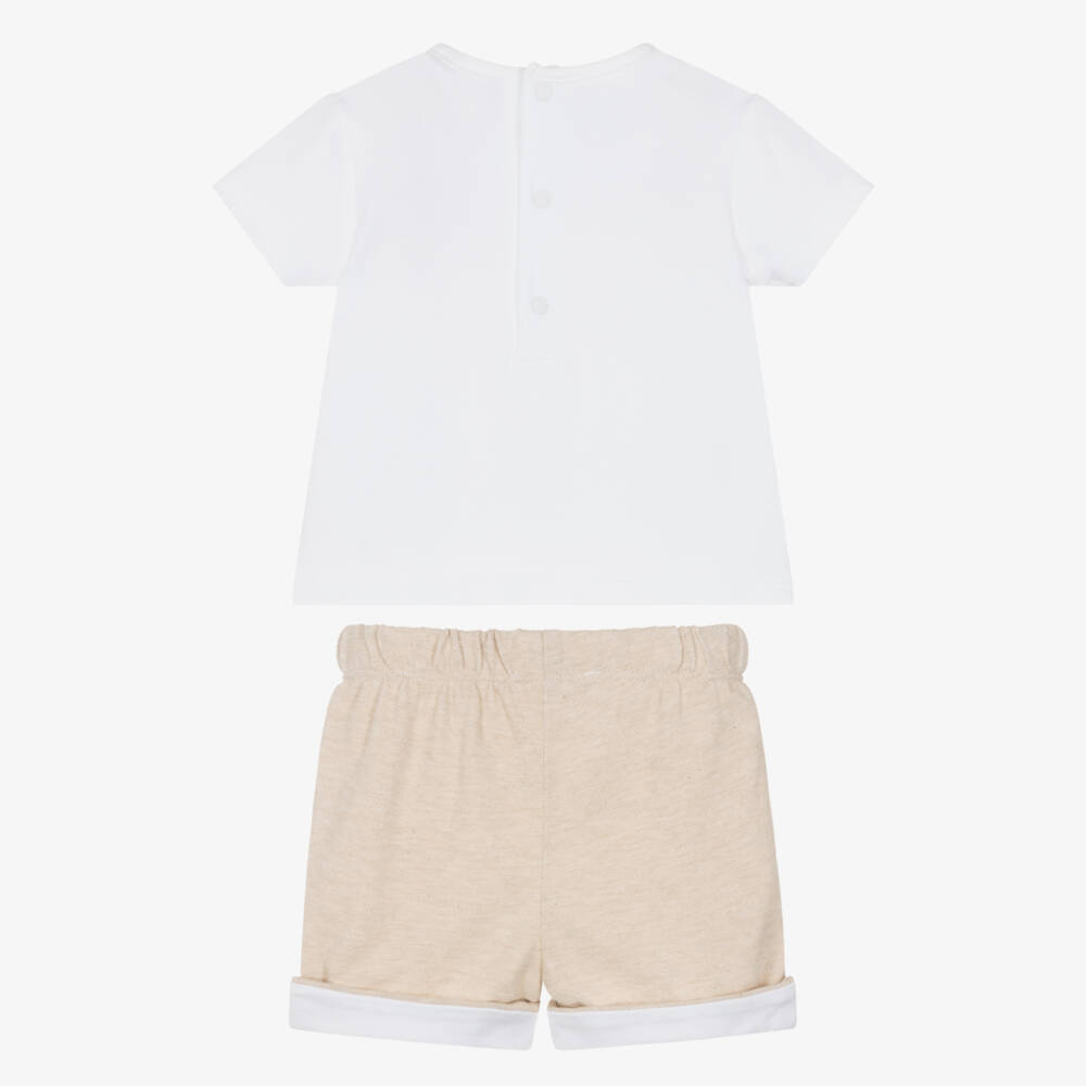 Patachou-Baby Boys Ivory & Beige Rocking Horse Shorts Set | Childrensalon