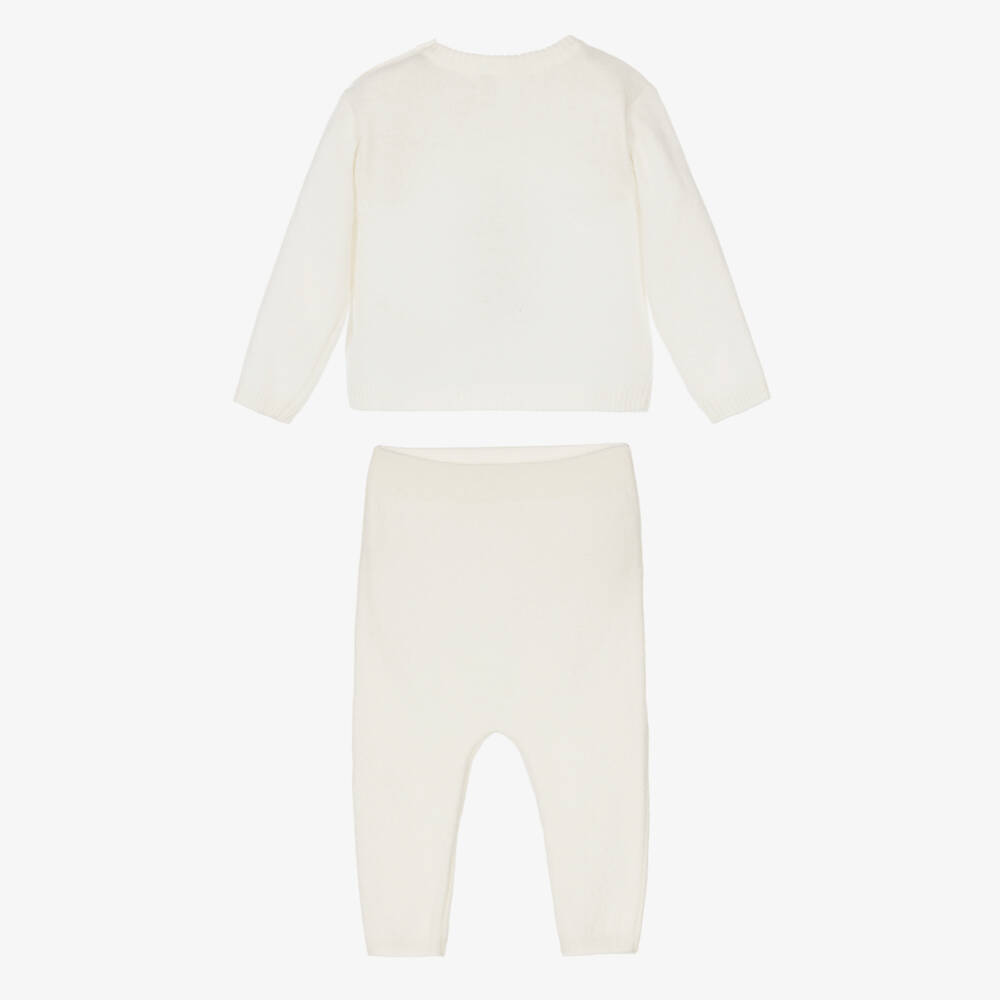Patachou-Baby Boys Ivory Knitted Trouser Set with Carousel Motif | Childrensalon