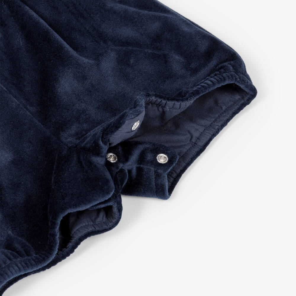Patachou-Baby Boys Navy Blue Velvet Shortie | Childrensalon