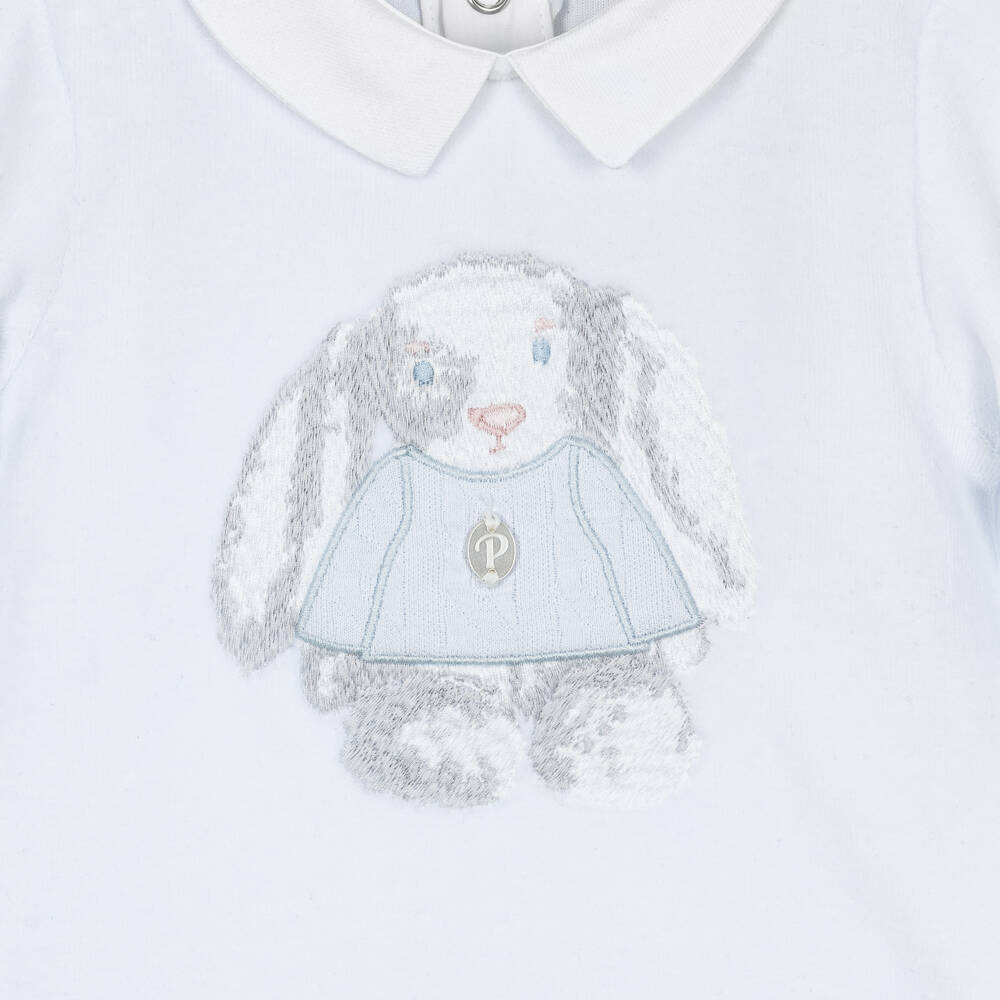 Patachou-Baby Boys Pale Blue Bunny Trouser Set | Childrensalon