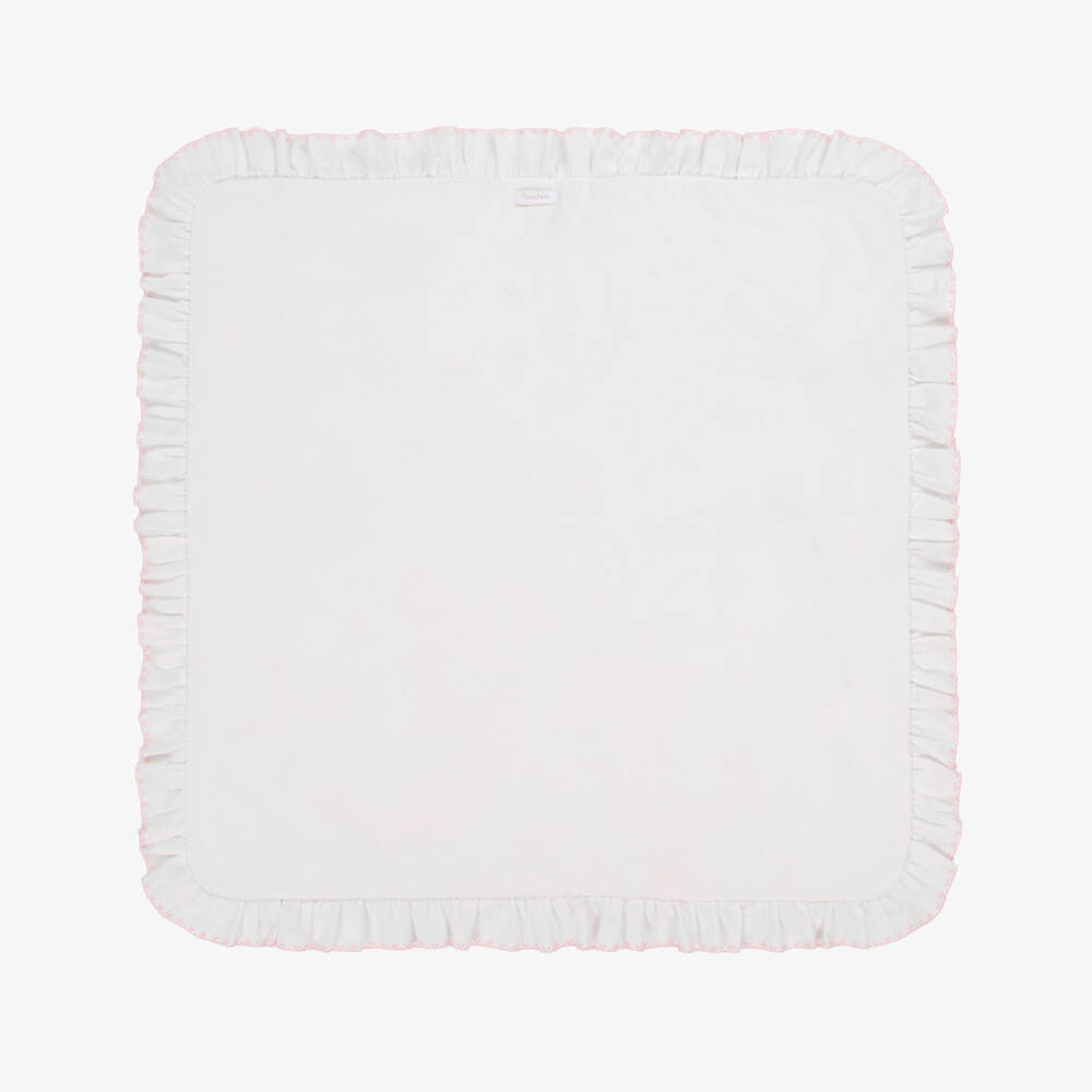 Patachou-Baby Girls Ivory & Pink Cotton Padded Blanket (80cm) | Childrensalon