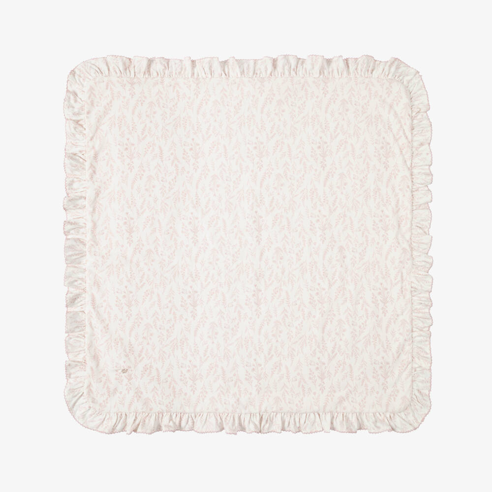 Patachou-Baby Girls Ivory & Pink Wildflower Print Blanket (78cm) | Childrensalon