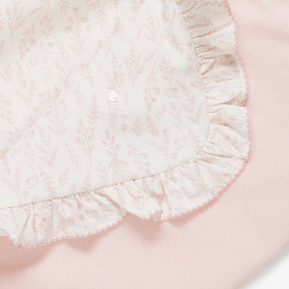 Patachou-Baby Girls Ivory & Pink Wildflower Print Blanket (78cm) | Childrensalon