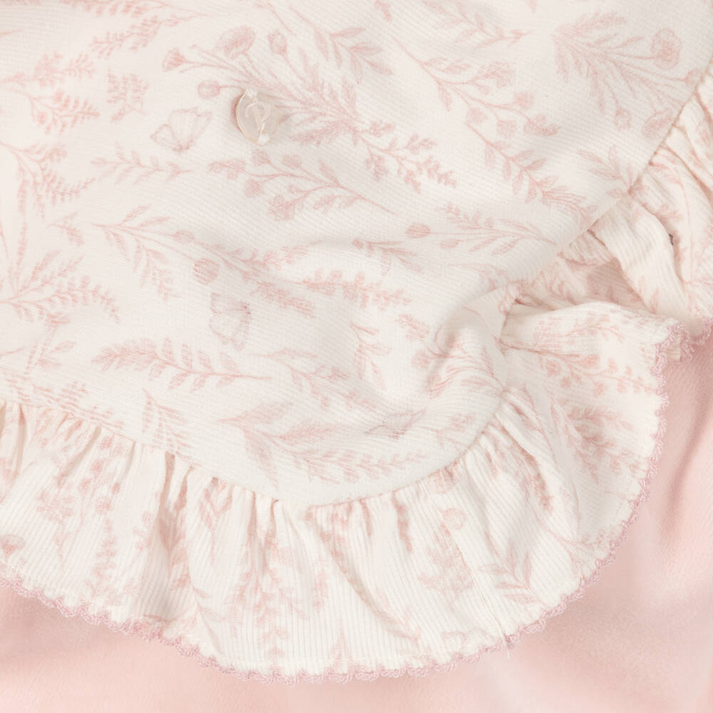 Patachou-Baby Girls Ivory & Pink Wildflower Print Blanket (78cm) | Childrensalon