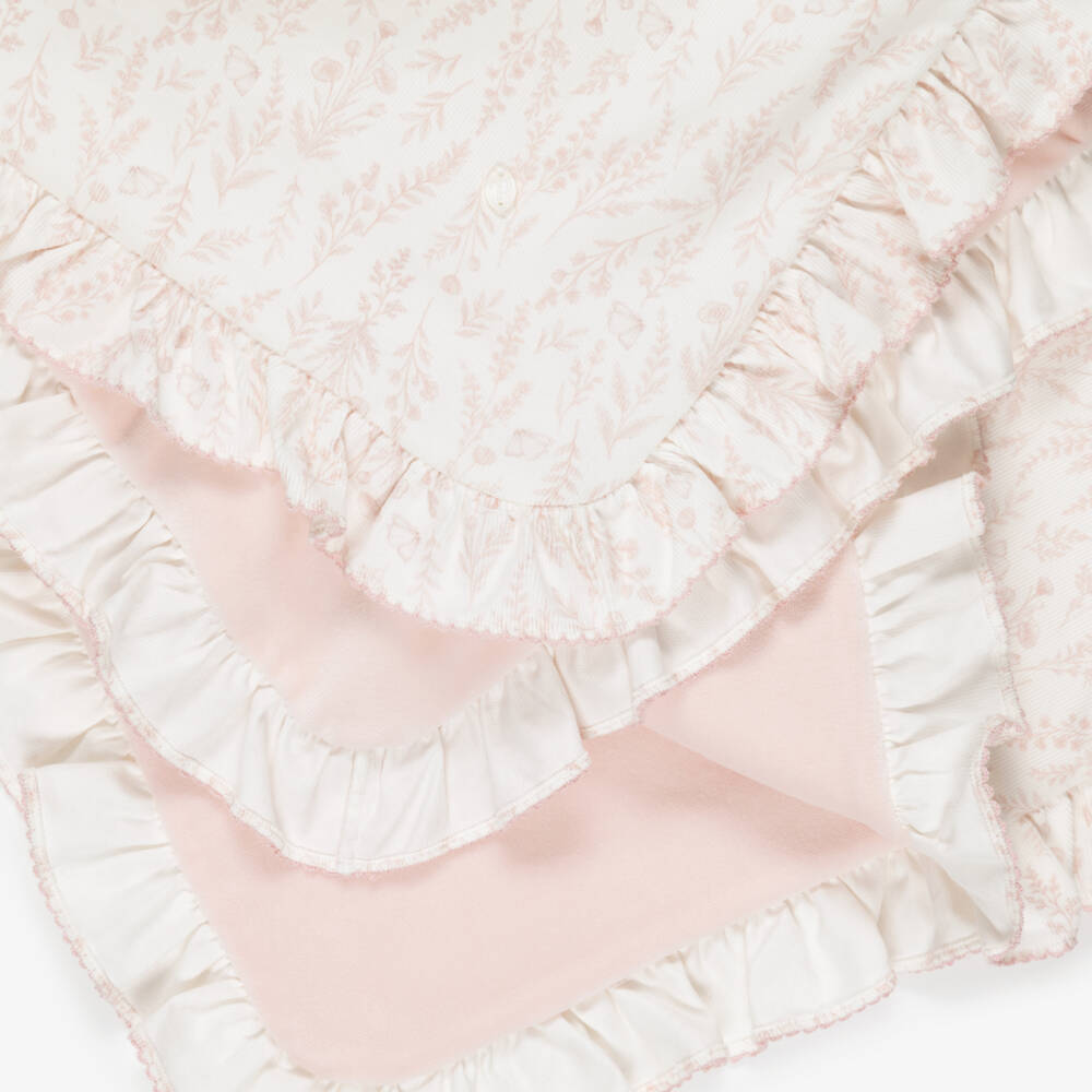 Patachou-Baby Girls Ivory & Pink Wildflower Print Blanket (78cm) | Childrensalon