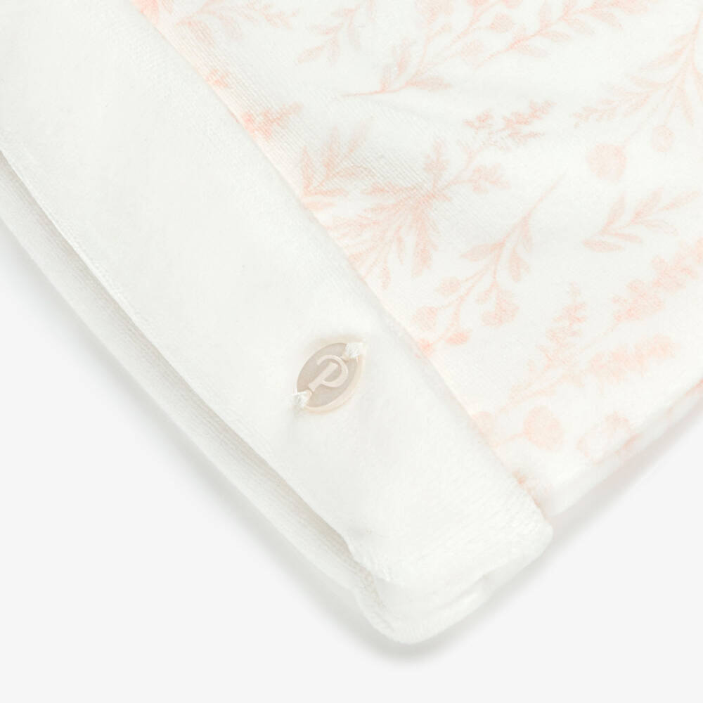 Patachou-Baby Girls Ivory & Pink Wildflower Print Velour Hat | Childrensalon