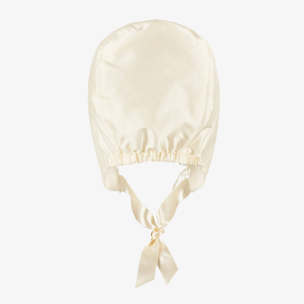 Patachou-Baby Girls Ivory Satin Bonnet | Childrensalon