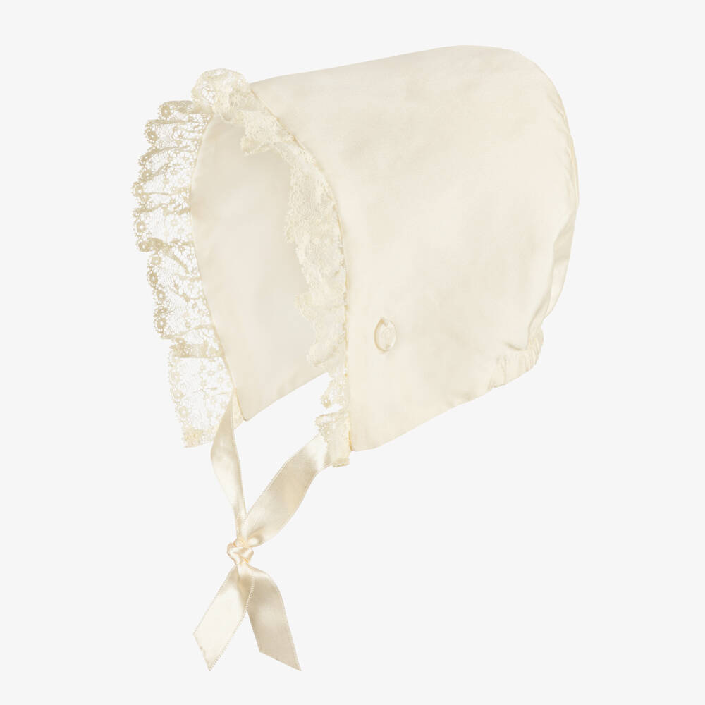 Patachou-Baby Girls Ivory Satin Bonnet | Childrensalon