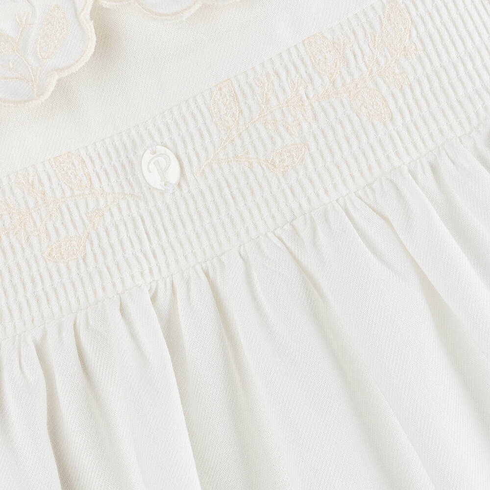 Patachou-فستان قطن لون عاجي للمولودات | Childrensalon