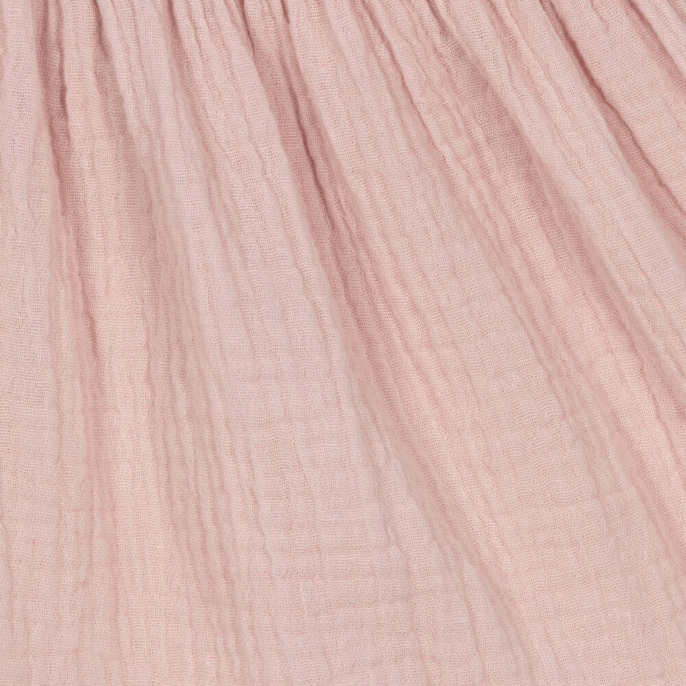 Patachou-Baby Girls Pink Embroidered Cotton Muslin Dress | Childrensalon