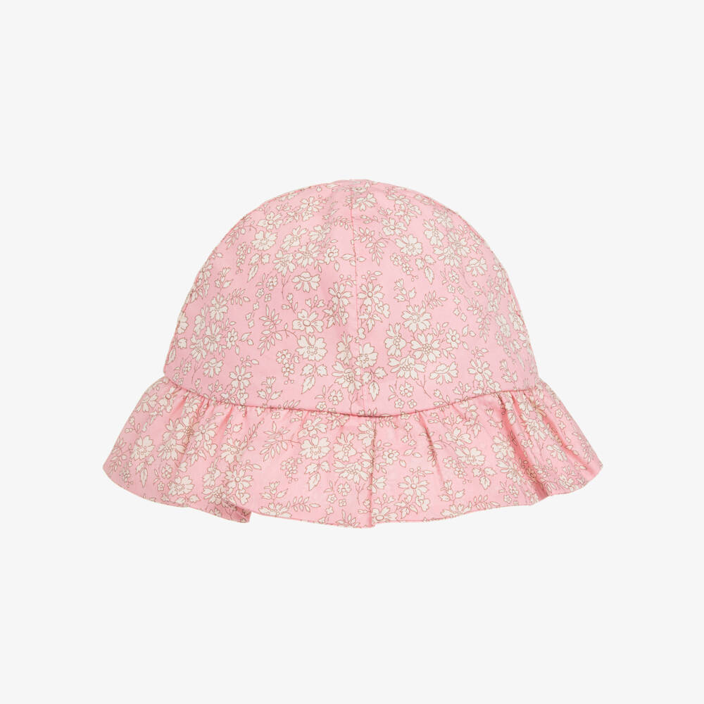 Patachou-Baby Girls Pink & Ivory Liberty Floral Print Sun Hat | Childrensalon