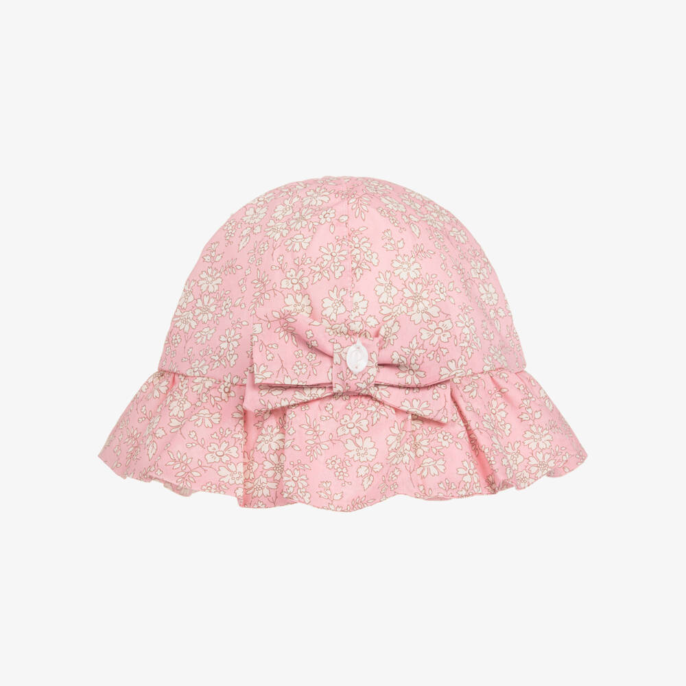 Patachou-Baby Girls Pink & Ivory Liberty Floral Print Sun Hat | Childrensalon