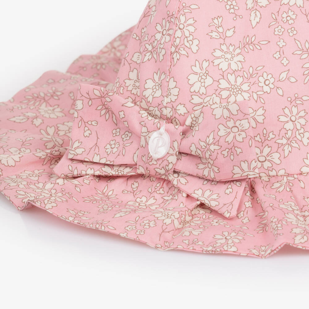 Patachou-Baby Girls Pink & Ivory Liberty Floral Print Sun Hat | Childrensalon