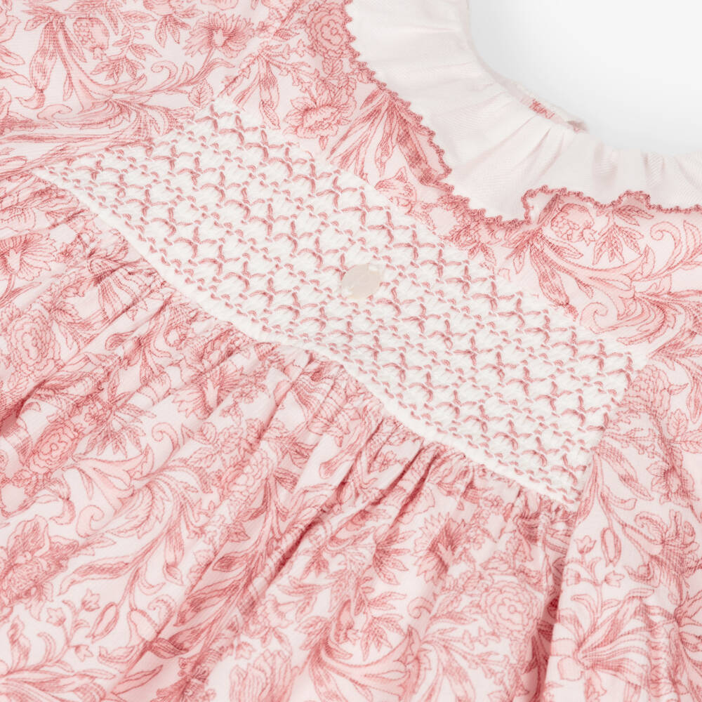 Patachou-Baby Girls Pink Liberty Fabric Dress with Ruffle Collar | Childrensalon
