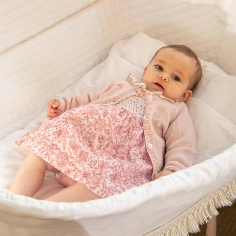 Patachou-Baby Girls Pink Liberty Fabric Dress with Ruffle Collar | Childrensalon