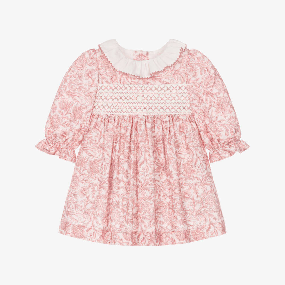 Patachou-Baby Girls Pink Liberty Fabric Dress with Ruffle Collar | Childrensalon