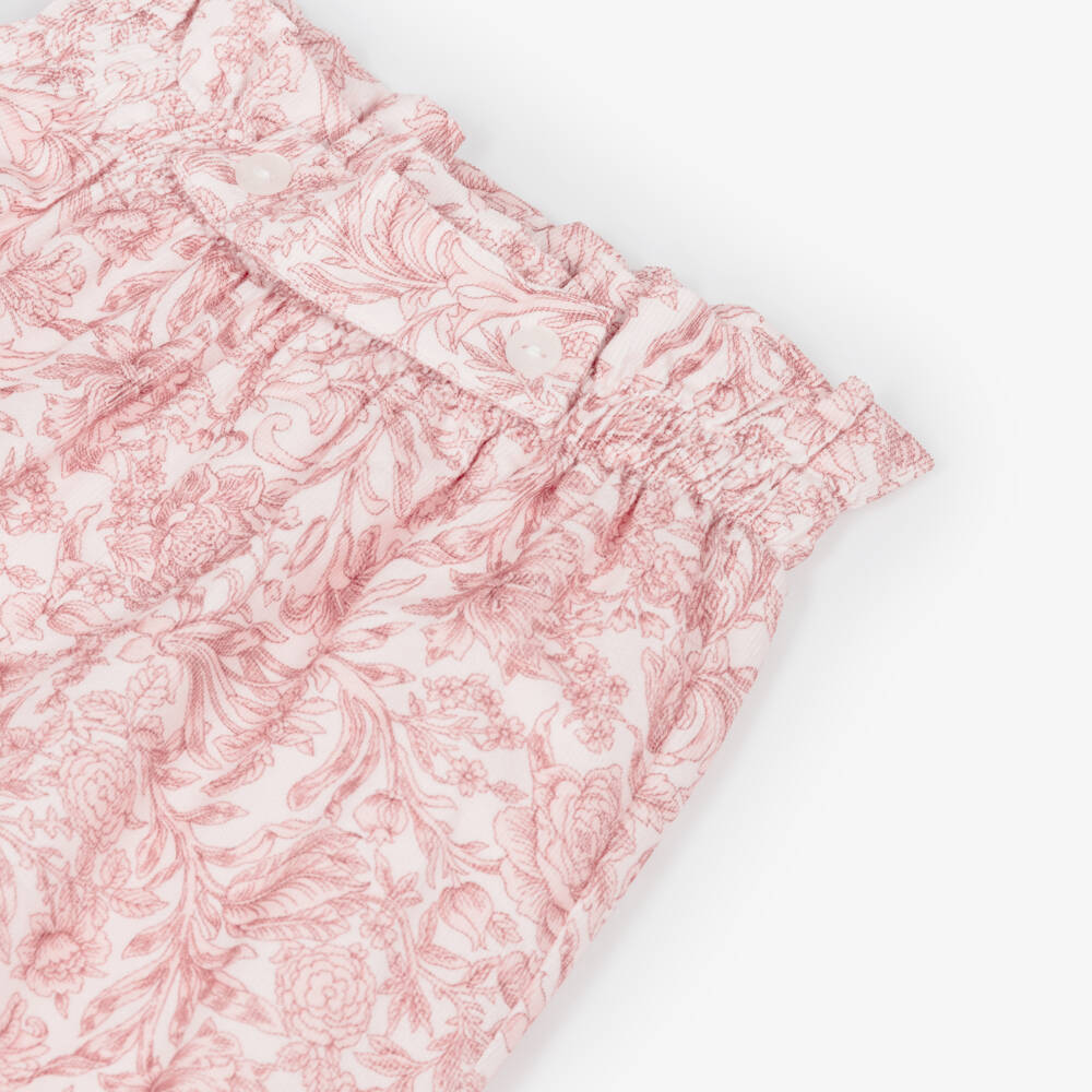 Patachou-Baby Girls Pink Liberty Floral Needlecord Trousers | Childrensalon