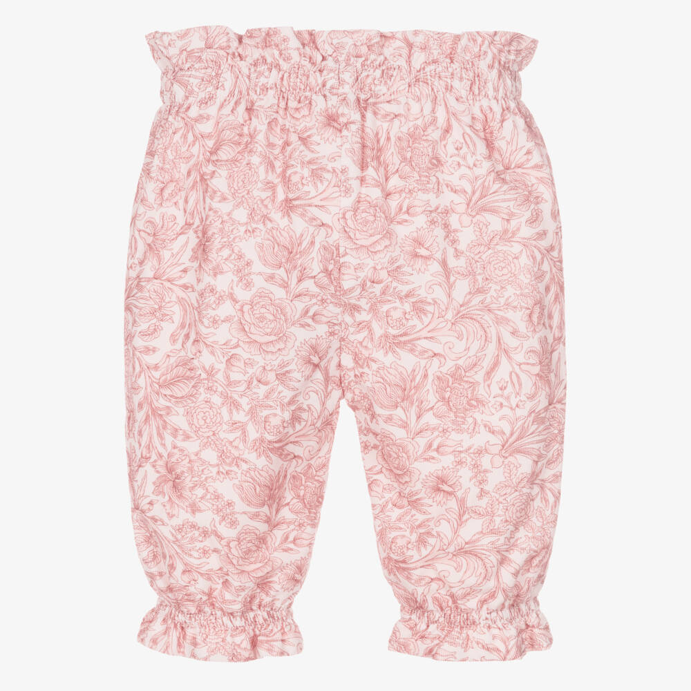 Patachou-Baby Girls Pink Liberty Floral Needlecord Trousers | Childrensalon