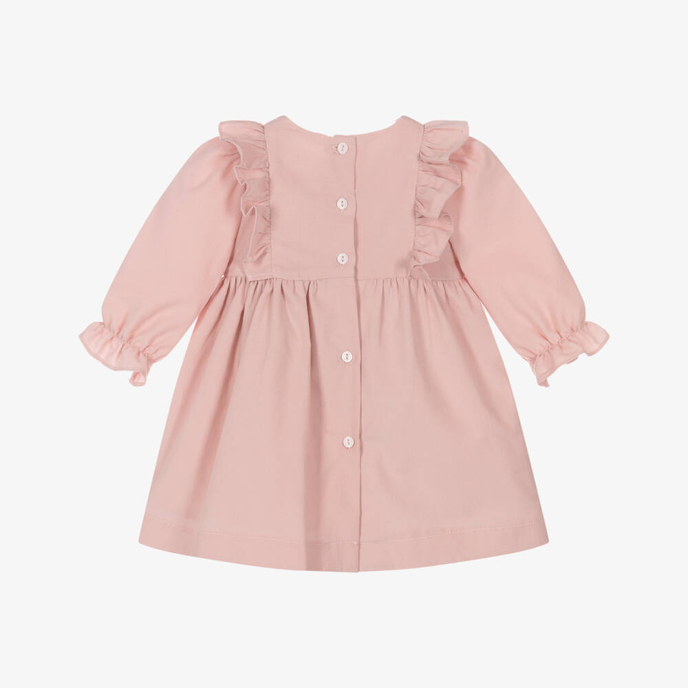 Patachou-Baby Girls Pink Smocked Needlecord Dress | Childrensalon