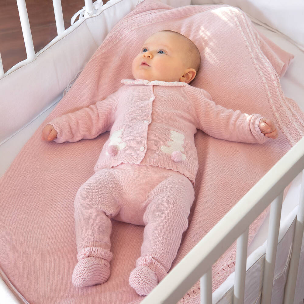 Patachou-Брюки розовые из мериносовой шерсти и кашемира для малышек | Childrensalon