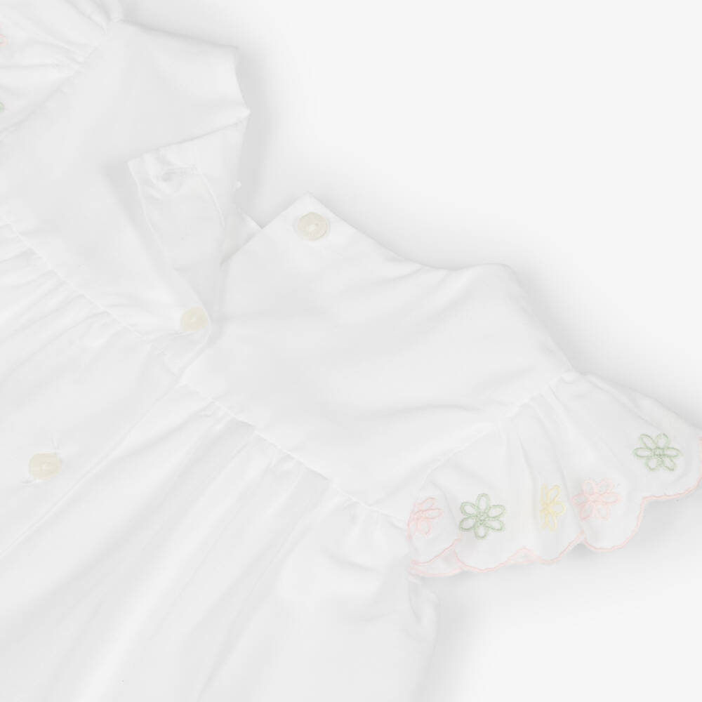 Patachou-Baby Girls White Embroidered Cotton Shorts Set | Childrensalon