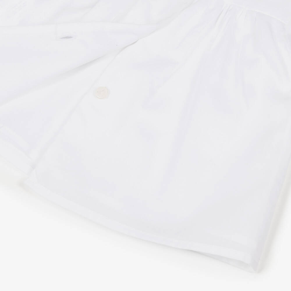 Patachou-Baby Girls White & Navy Blue Floral Cotton Shorts Set | Childrensalon