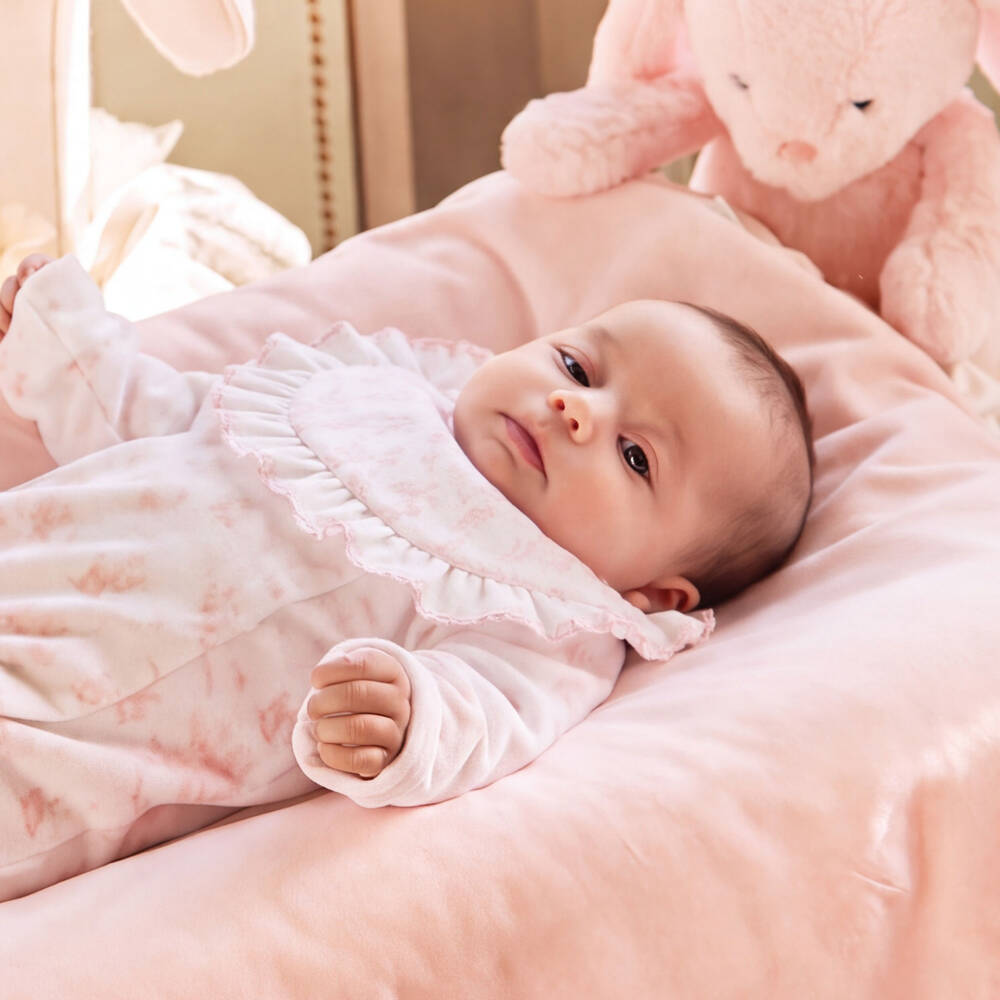 Patachou-Baby Girls White & Pink Floral Pattern Bib | Childrensalon