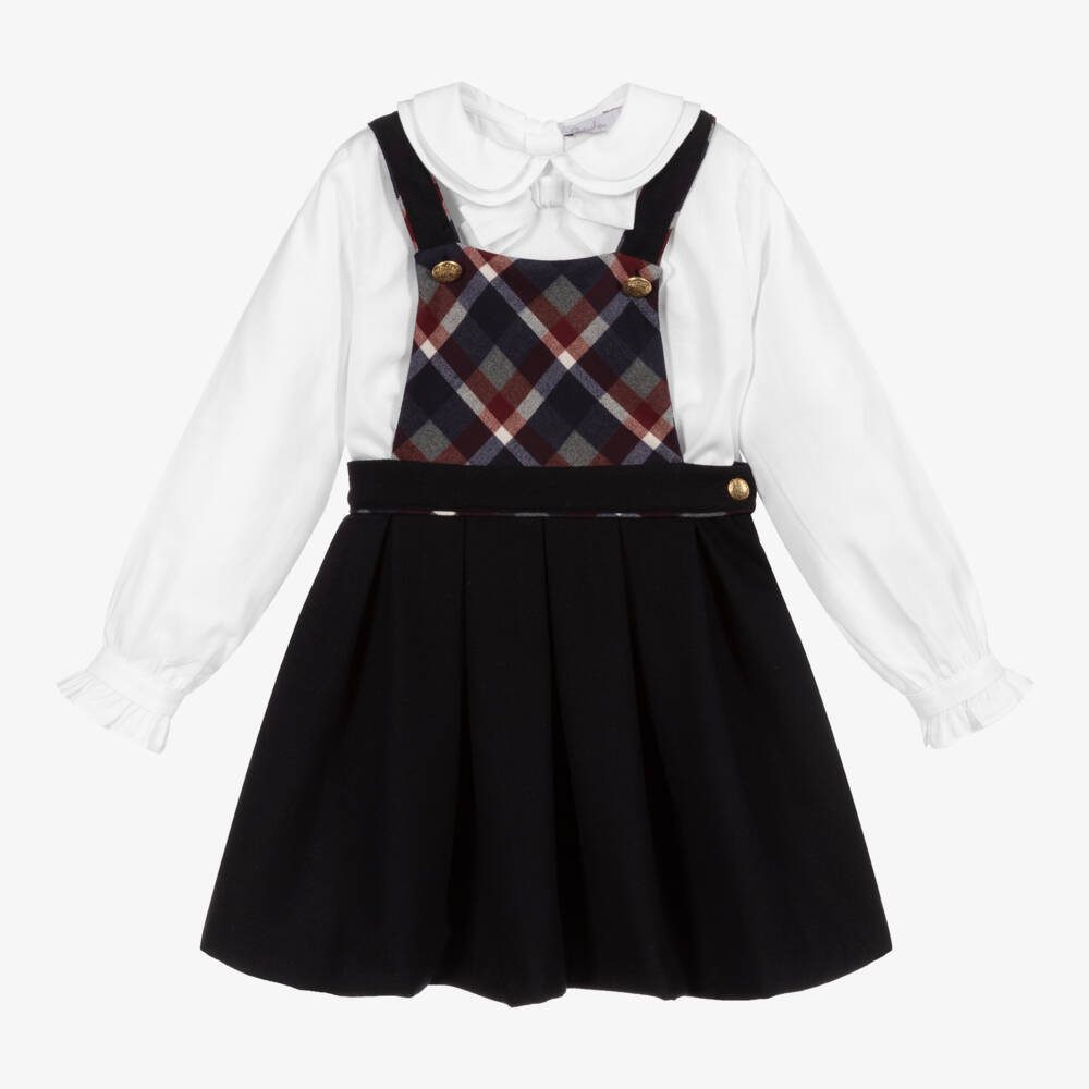 princess polly baby blue dress Baby & Toddler Girls Holiday Plaid Puff Sleeve Pinafore