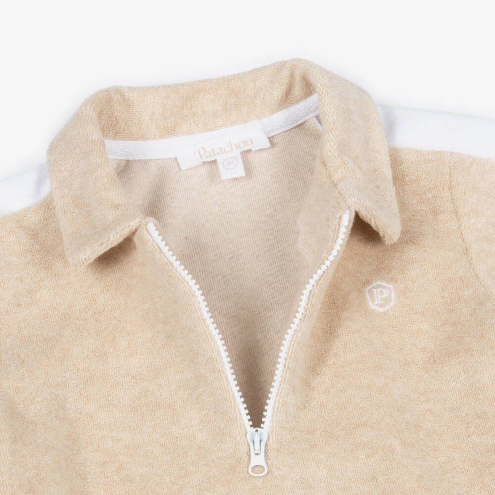 Patachou-Boys Beige Towelling Shorts Set | Childrensalon