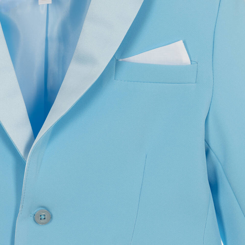 Patachou-Boys Blue Crêpe & Satin Shorts Suit | Childrensalon