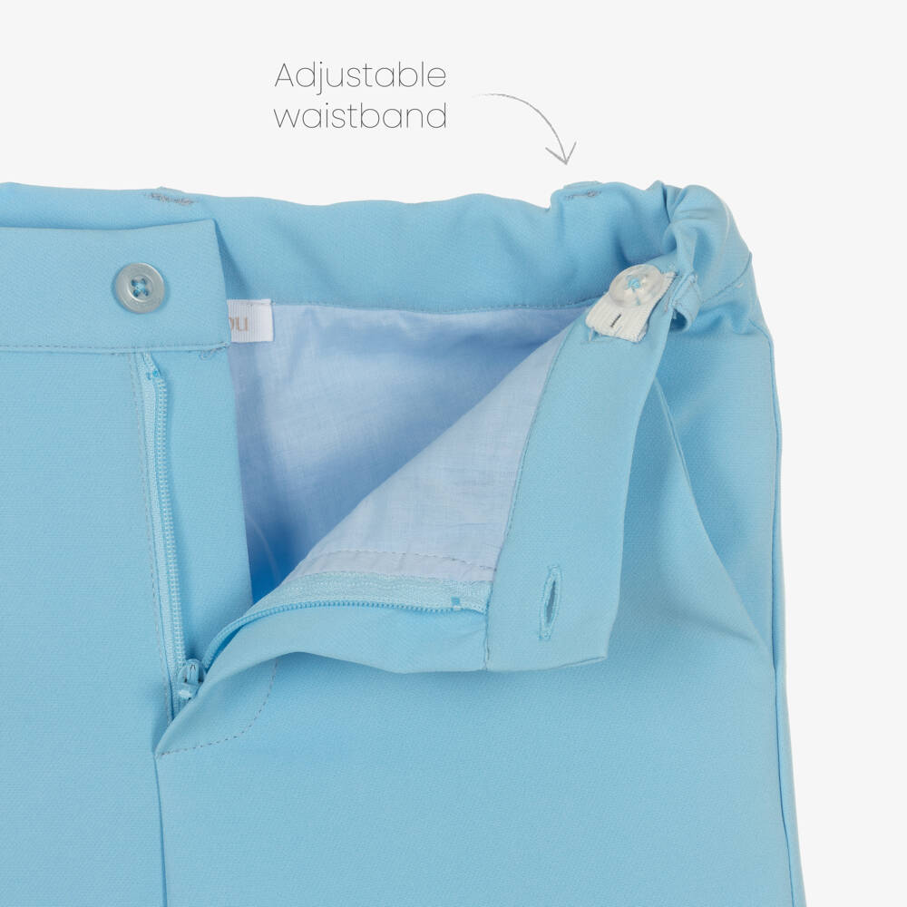 Patachou-Boys Blue Crêpe & Satin Shorts Suit | Childrensalon