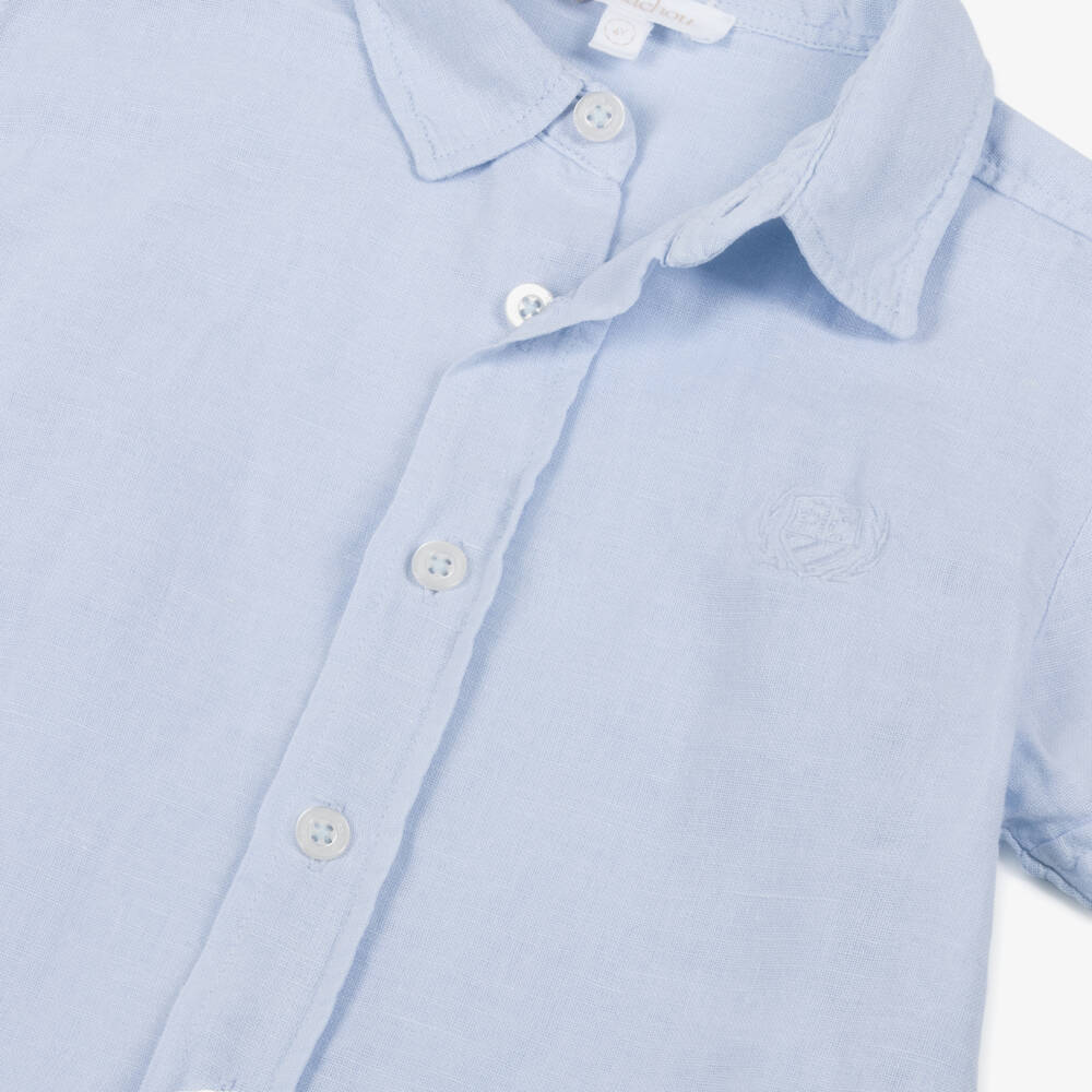 Patachou-Boys Blue Linen & Cotton Shirt | Childrensalon