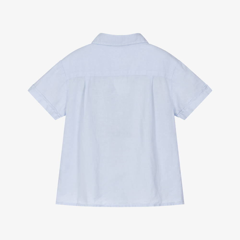 Patachou-Boys Blue Linen & Cotton Shirt | Childrensalon