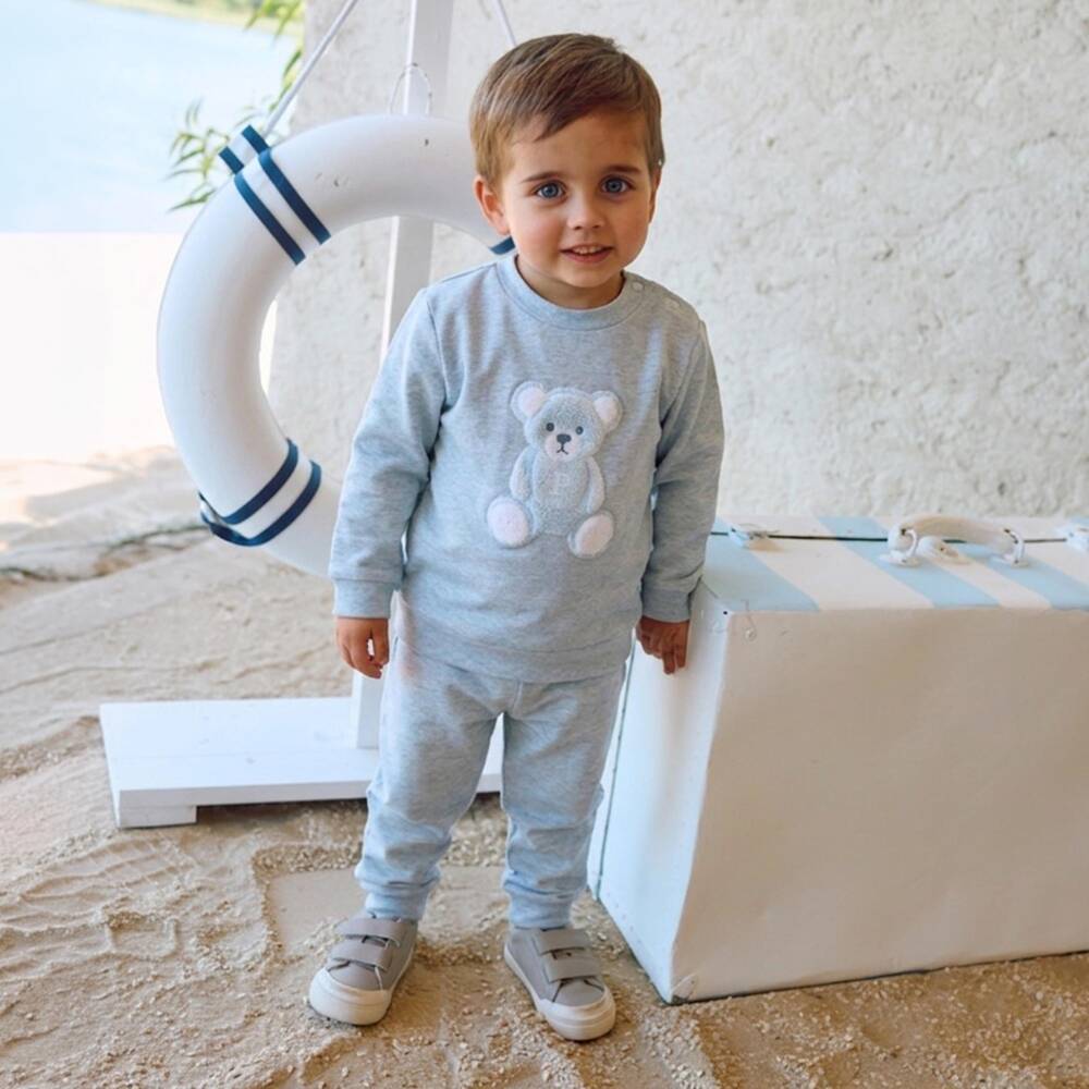 Patachou-بدلة رياضية بطبعة دب تيدي قطن لون أزرق | Childrensalon