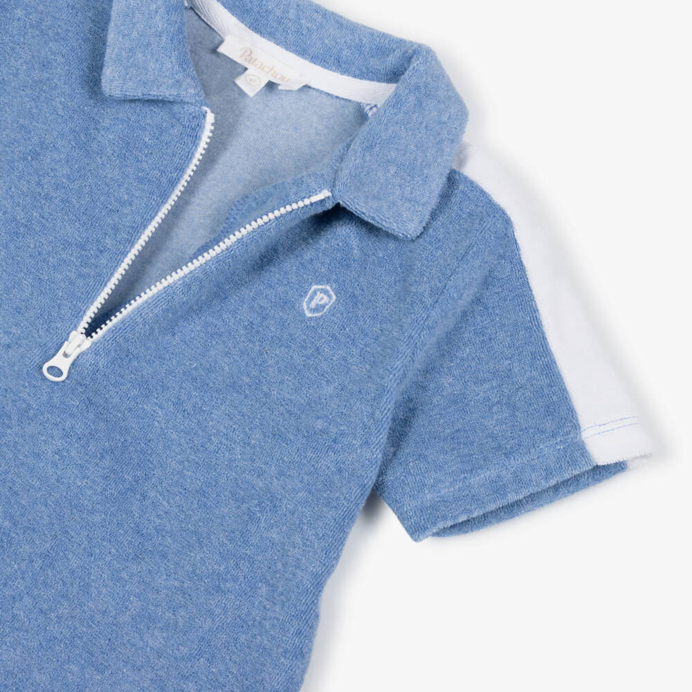 Patachou-Boys Blue Towelling Shorts Set | Childrensalon