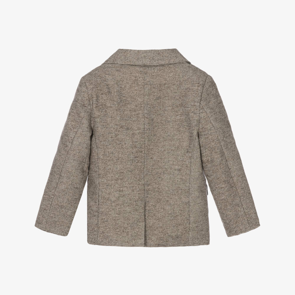 Patachou-Boys Brown Herringbone Blazer | Childrensalon