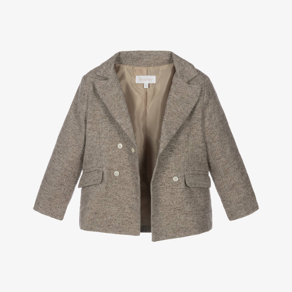 Patachou-Boys Brown Herringbone Blazer | Childrensalon