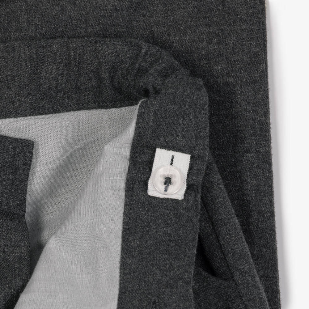 Patachou-Boys Dark Grey Brushed Cotton Trousers with Button Tab | Childrensalon