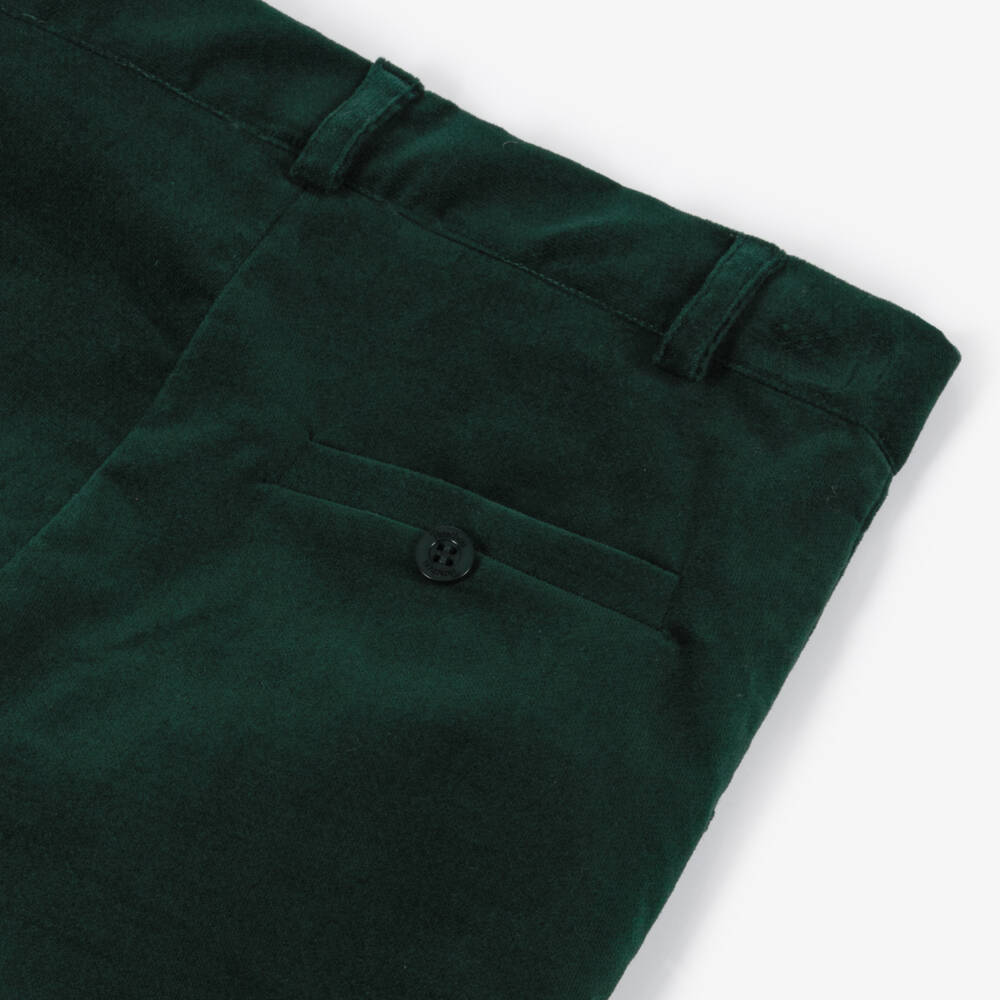 Patachou-Boys Forest Green Velvet Trousers | Childrensalon
