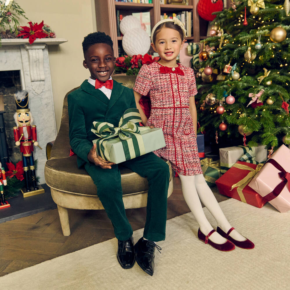 Patachou-Boys Forest Green Velvet Trousers | Childrensalon