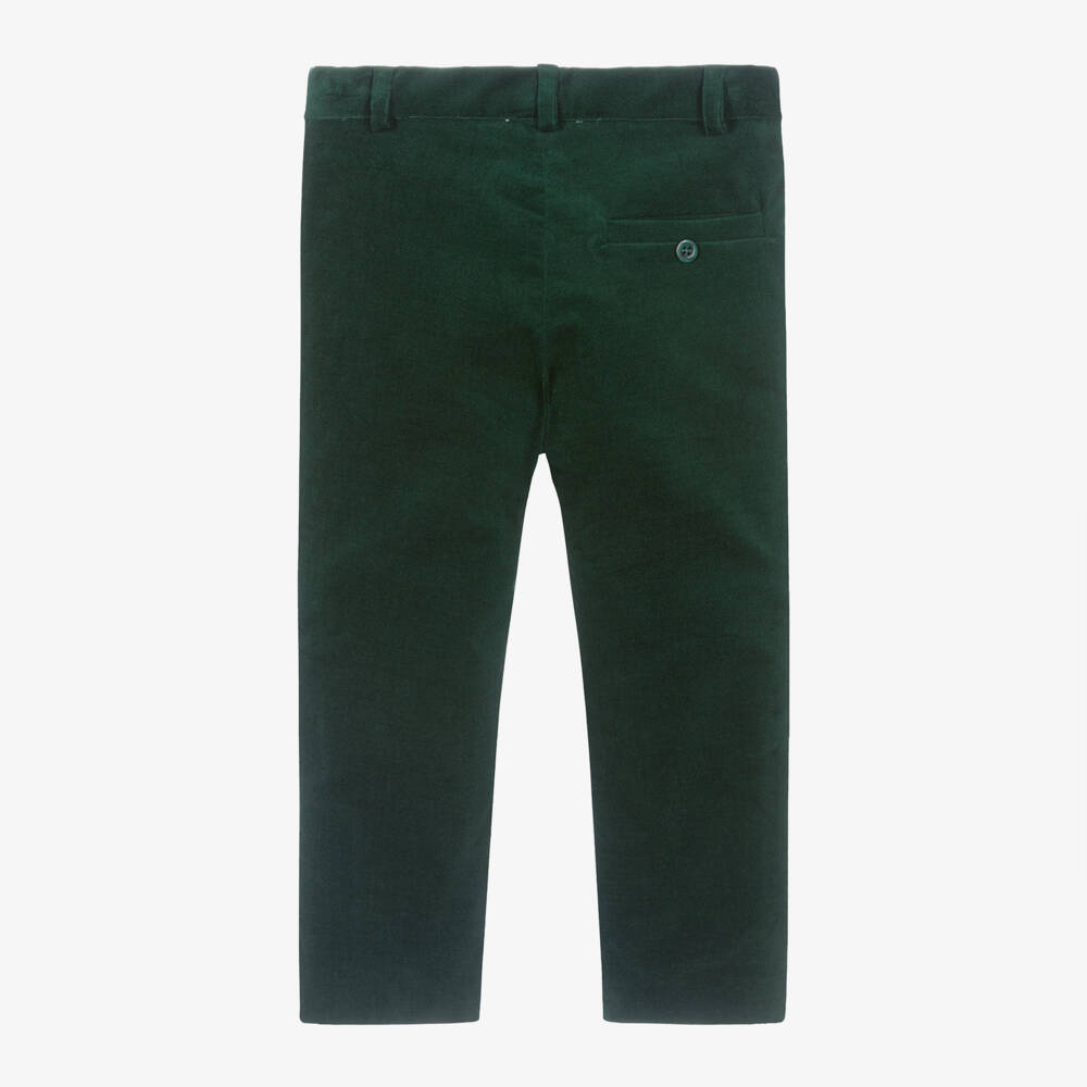 Patachou-Boys Forest Green Velvet Trousers | Childrensalon