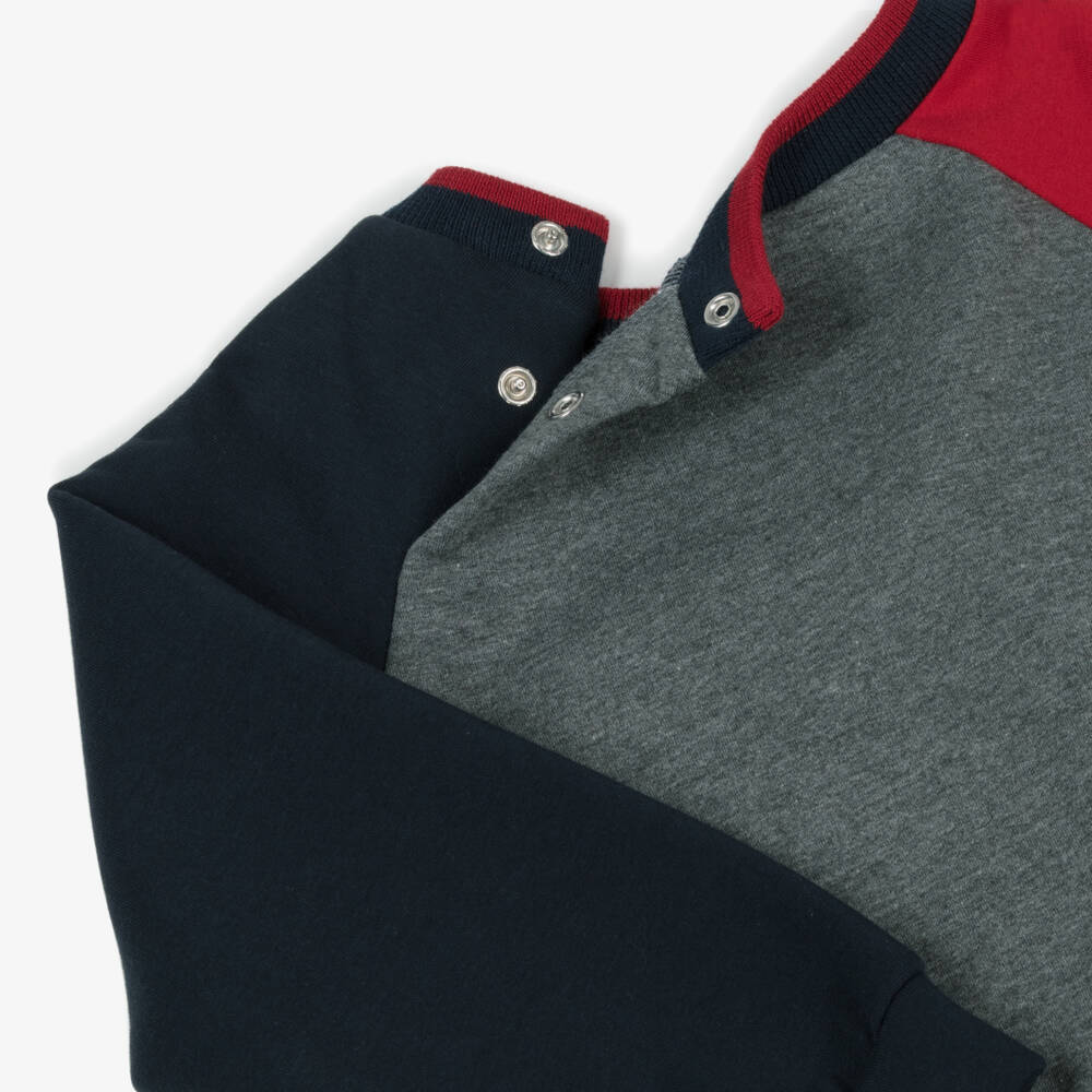 Patachou-Boys Grey Cotton Sweatshirt with Embroidered Puppy | Childrensalon