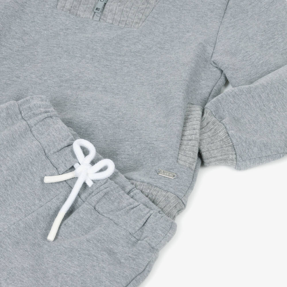 Patachou-Boys Grey Marl Cotton Half-Zip Tracksuit | Childrensalon