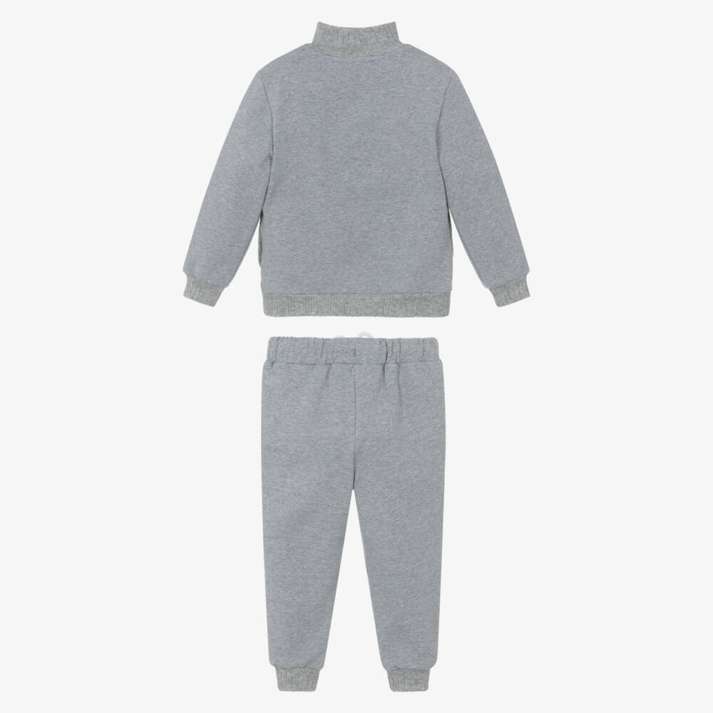 Patachou-Boys Grey Marl Cotton Half-Zip Tracksuit | Childrensalon